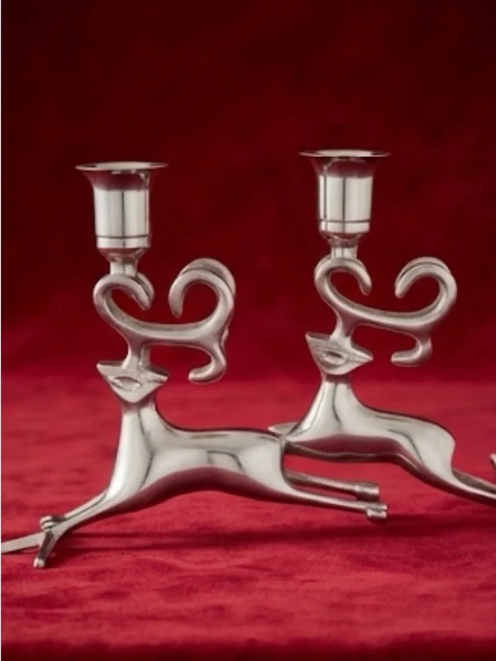 Silver Reindeer Triple Candle Holder - Holiday Home Accent